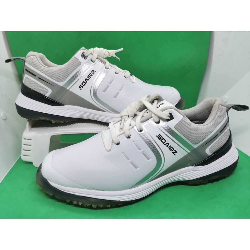 Sqairz Speed Mens's Size 8 White Gray Golf Shoes Athletic Soft Spikes